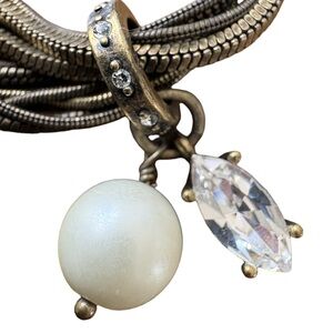 Uno de 50 Multi Strand Snake Chain Necklace Crystal & Pearl Charm Spain